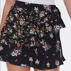 Forever 21 Floral Mock Wrap Skirt